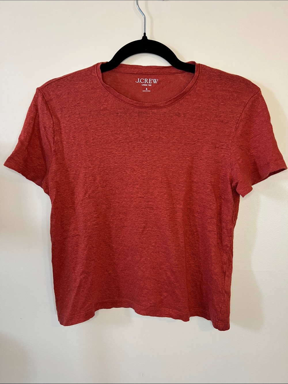 J.Crew Small Relaxed Linen T-shirt in a Burnt Orange Color